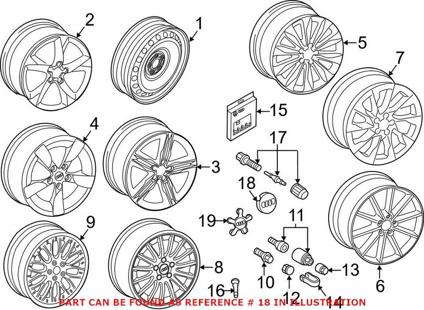 Audi Wheel Cap 8T0601170AAX1